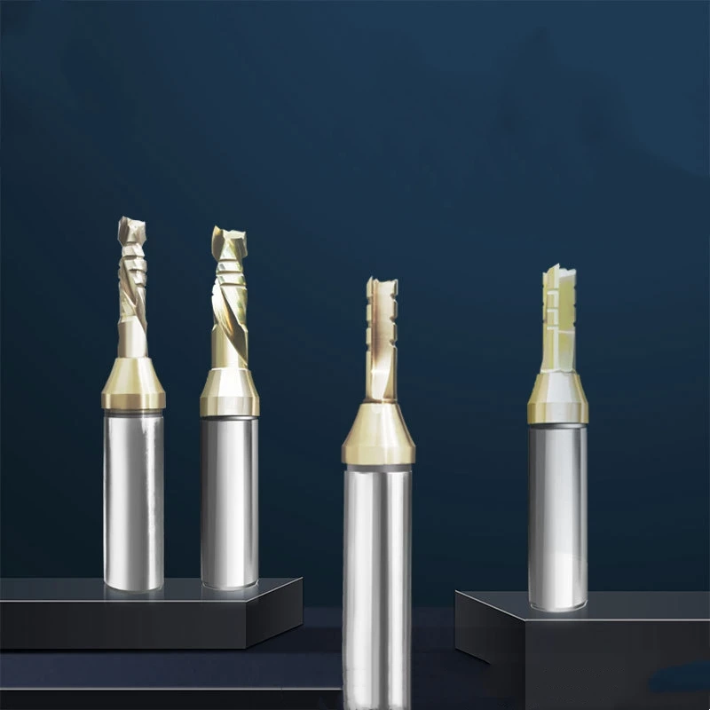 Explosive TCT triple-edged double-edged composite spiral straight groove cutter gold nano-coated  milling cutter