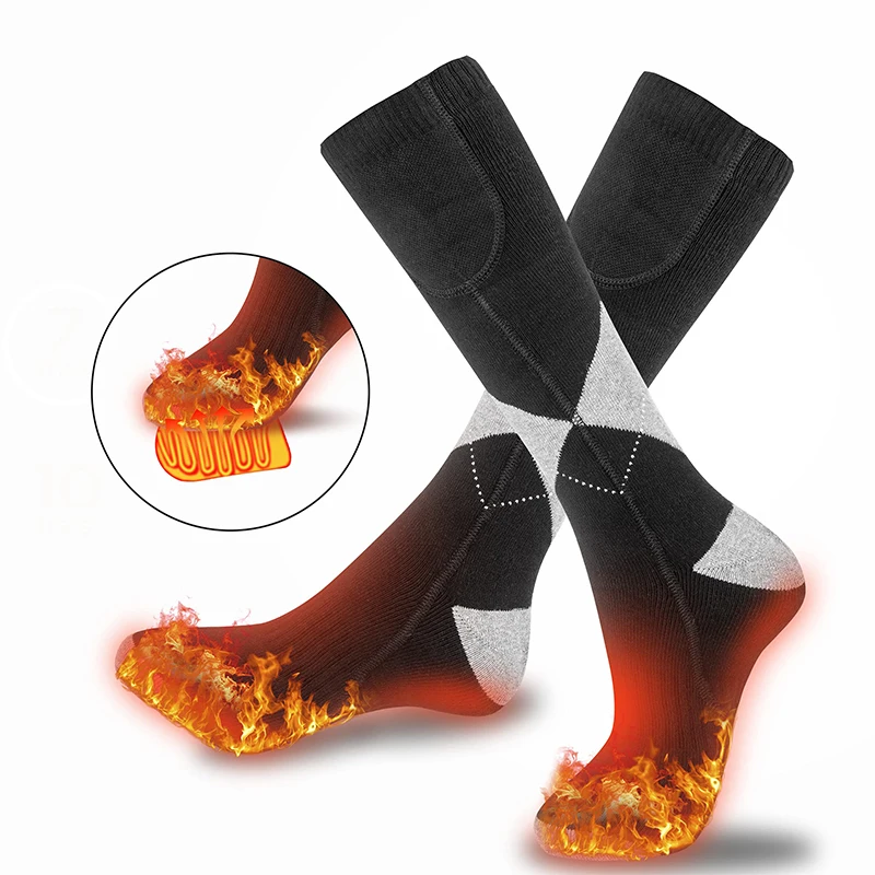 Custom Cotton Logo Outdoor Sport Battery Thermal Socks Men Winter Heat Transfer Socks Heated Men Socks