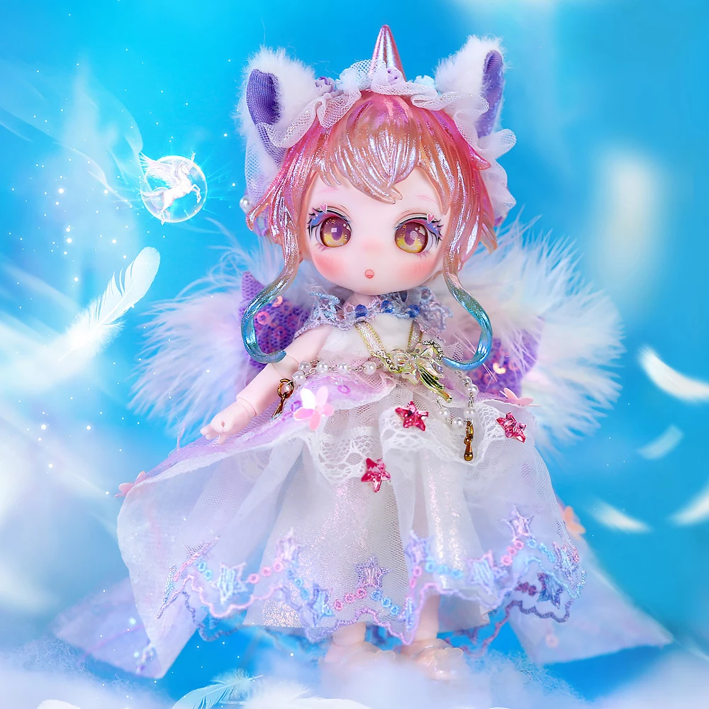 DBS ABS Material 13 cm mini bjd dolls 35 ball jointed dolls changeable eyeballs wigs for kids diy toys