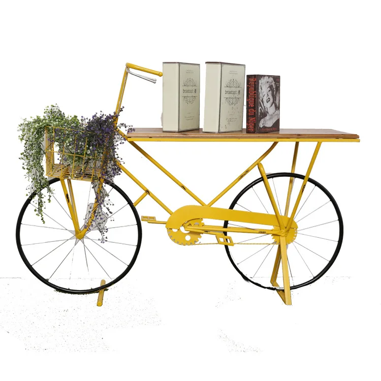 Country Indoor Flower Stand Decoration Retro Iron Large Coffee Shop Photography Props Art Bicycle Table Decoration