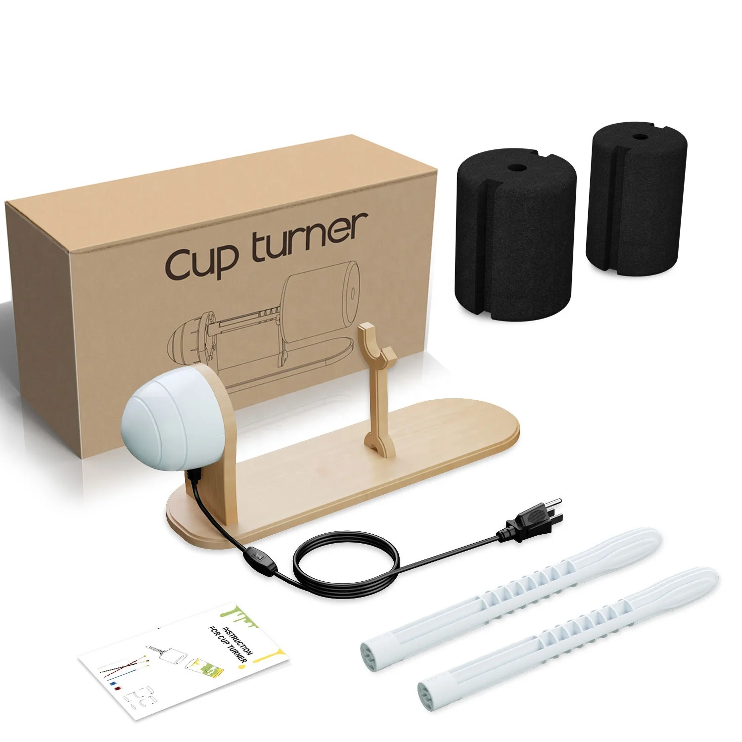 Новый изящный дизайн, деревянный вращающийся стакан 1s, Быстросохнущий вращающийся Вращающийся Спиннер для кружек с двухсторонним вращением и ультратихим двигателем