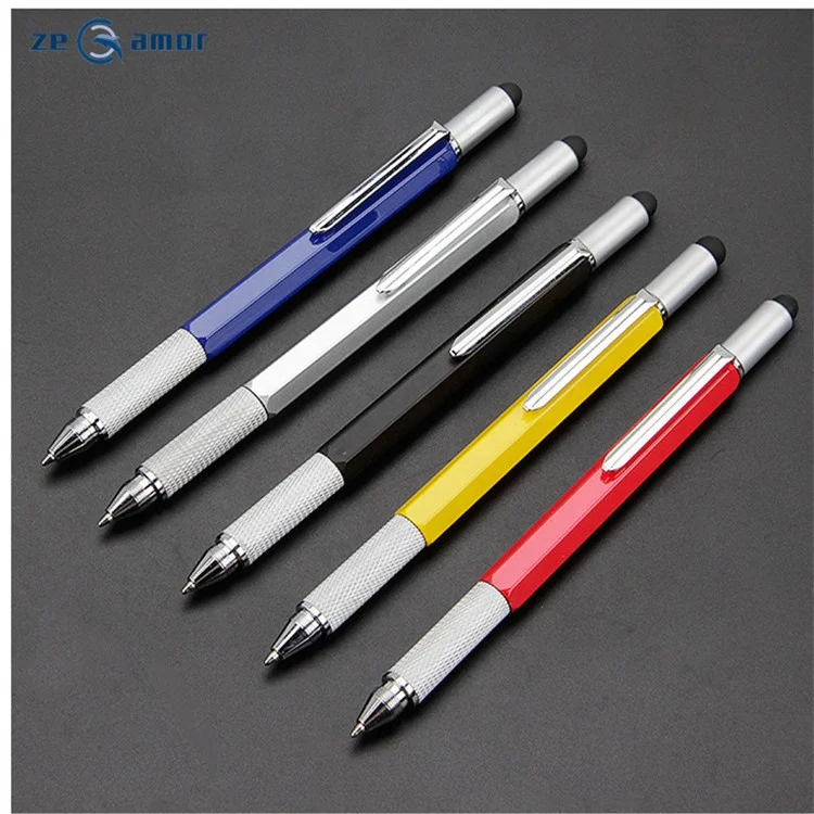 Zeamor Multi Tools 5 in 1 Active Stylus Phone Screen Ruler Gradienter Level Screwdriver Multifunction Ballpoint Pen