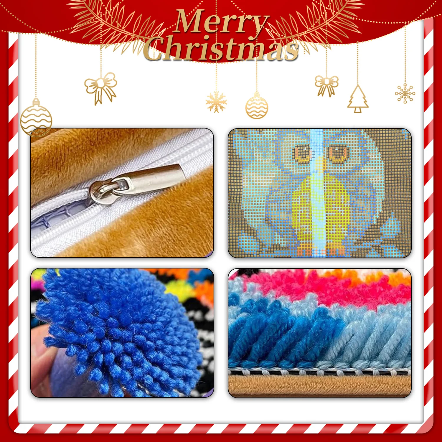 Latch Hook Kits for Kids and Adults Needlework DIY Rug Crafts Arts Carpet DIY Latch Kits for Home Decoration Festival Gifts