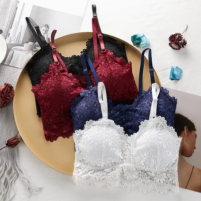 SYT103-Women фитнес Нижнее бельё для девочек цветочные кружева съемный на лифчике с пуш-ап эффектом