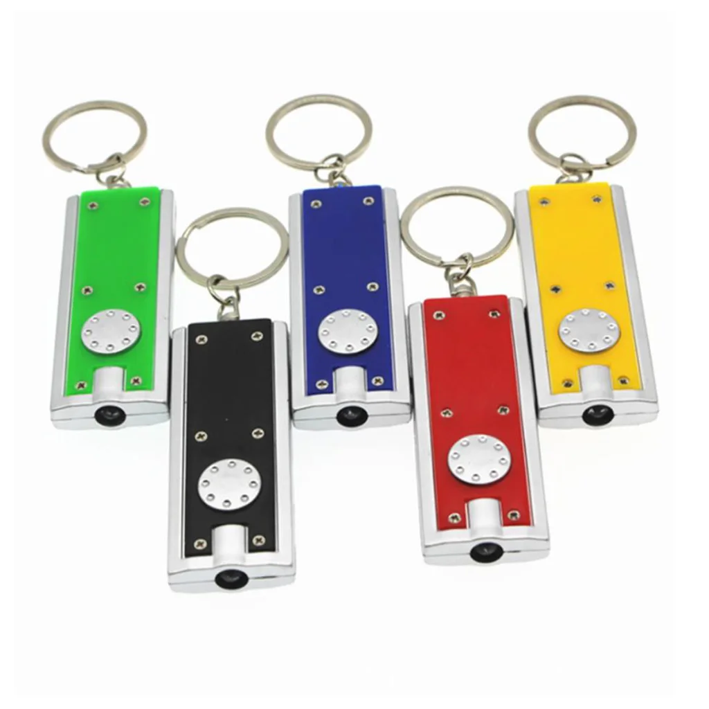 Led mini rectangle torch keyring with round button