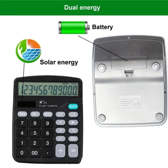 Factory cheap price customize 12 digits 837 dual powered desktop office commercial accounting electronic financial calculator