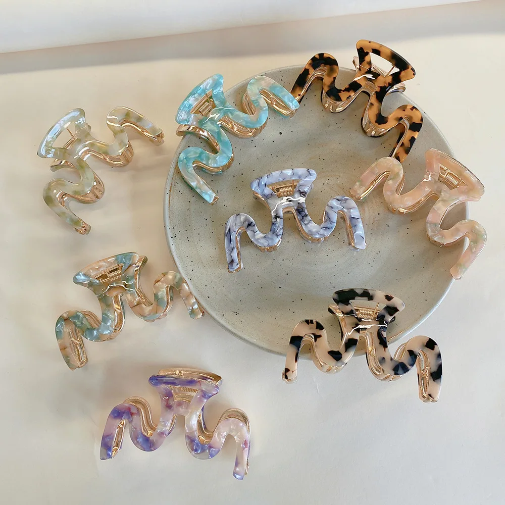 INS Korean M Shaped Non Slip Alloy Jaw Clips Cellulose Acetate Metal Hair Claws Clips for women hair