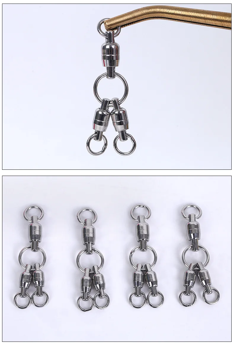 High strength stainless steel 3 way fishing swivel ball bearing swivel Saltwater Tackle Accessories Trolling Line Lure Connector