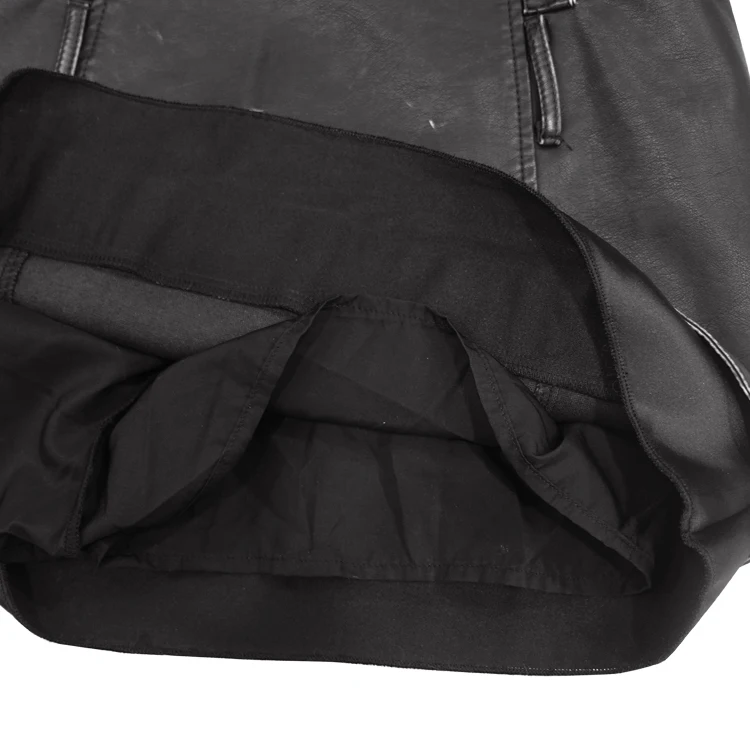 2023 SMO fashion suits women black pu leather jacket pockets women suit two pieces jacket and skirt