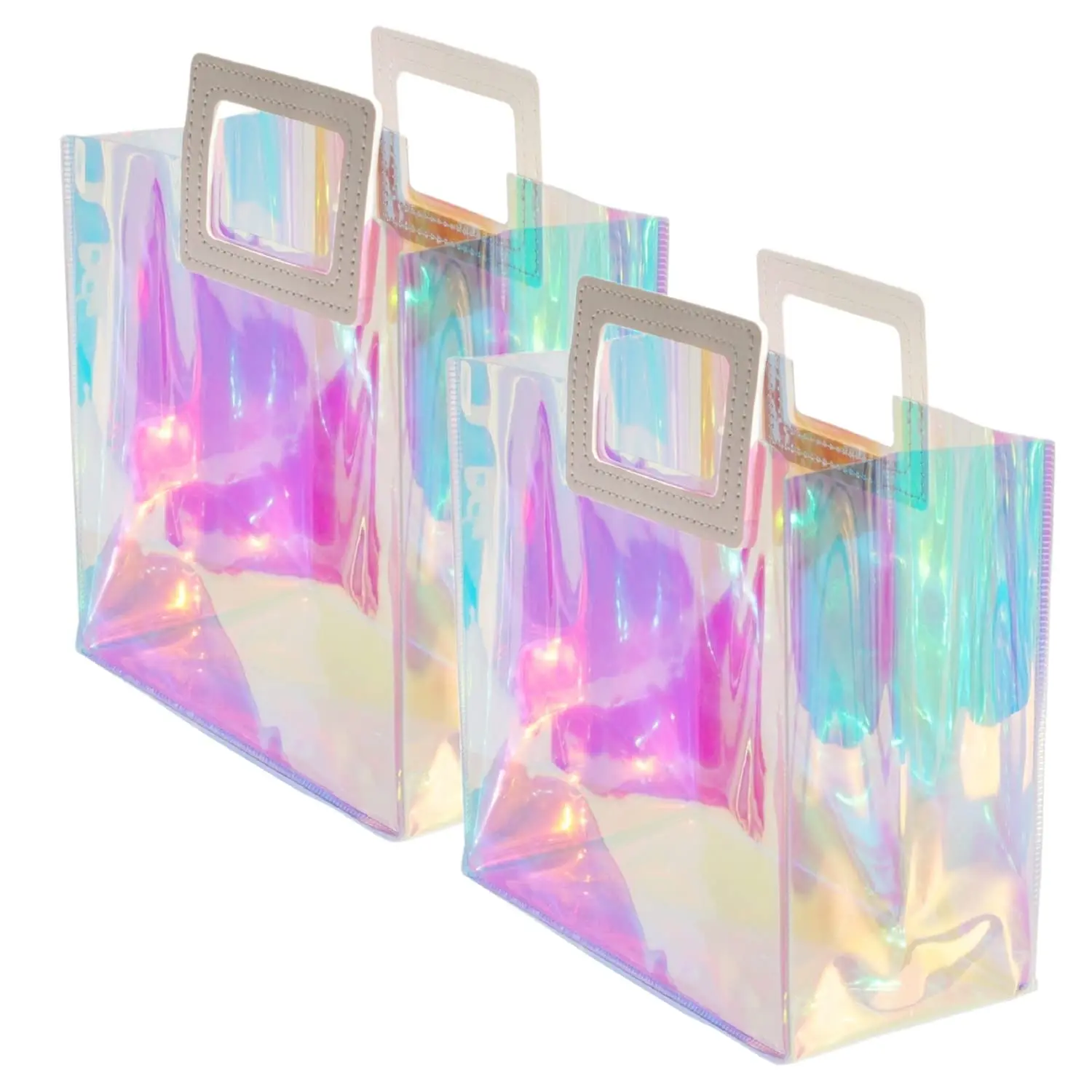 Halloween Bags Holographic Small Gift Bag Clear Iridescent Reusable  Plastic PVC Gift Wrap Tote holographic Bag