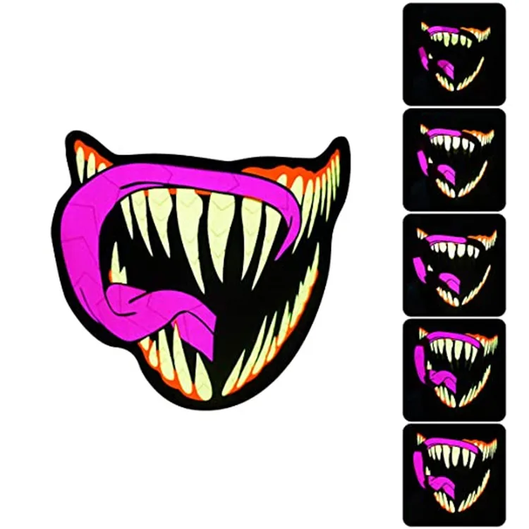 2020 flashing design custom sound active light up glow neon el panel led mask for halloween DJ club party