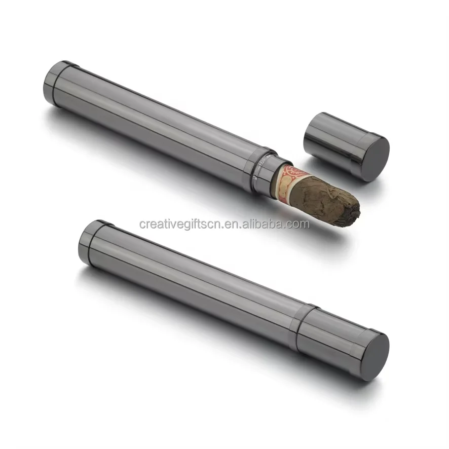 Custom portable silver metal cigar humidor for cigar holders