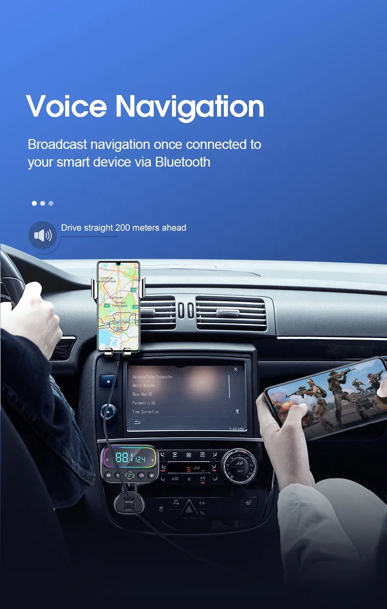 AGETUNR T67 BT V5.0 FM Modulator RGB light 20W PD 18W QC3.0 fast charge car mp3 player Handsfree U disk Music AUX Out Dual Mic