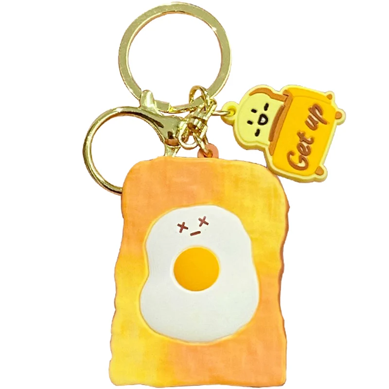 Брелок BaiMao в виде жареного яйца с боковой подвеской, декоративный брелок для автомобильных ключей, брелок из ПВХ под заказ