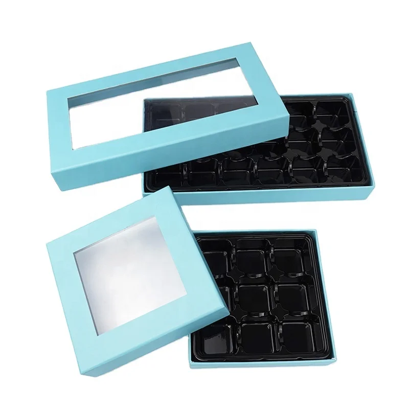 Luxury Custom Chocolate Truffle Rigid Gift Boxes With Clear Window Packaging