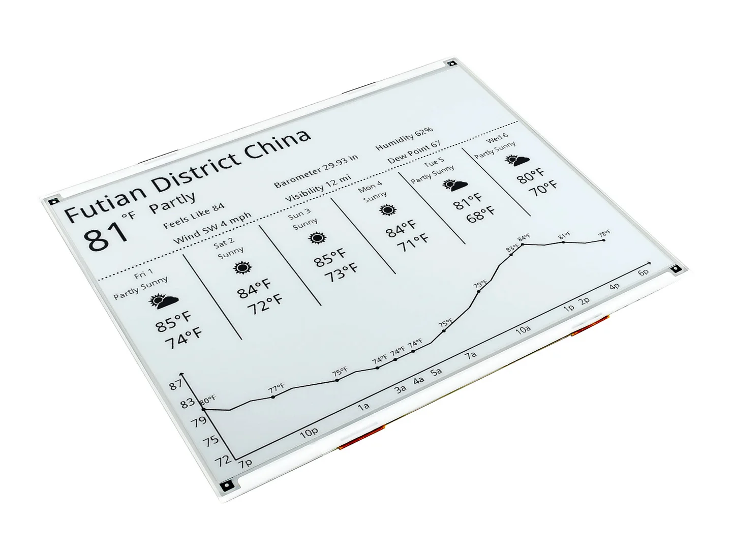 Waveshare 12.48 inch Epaper E-Ink Raw Display Black White Dual Color 1304*984 Resolution SPI Interface Without PCB