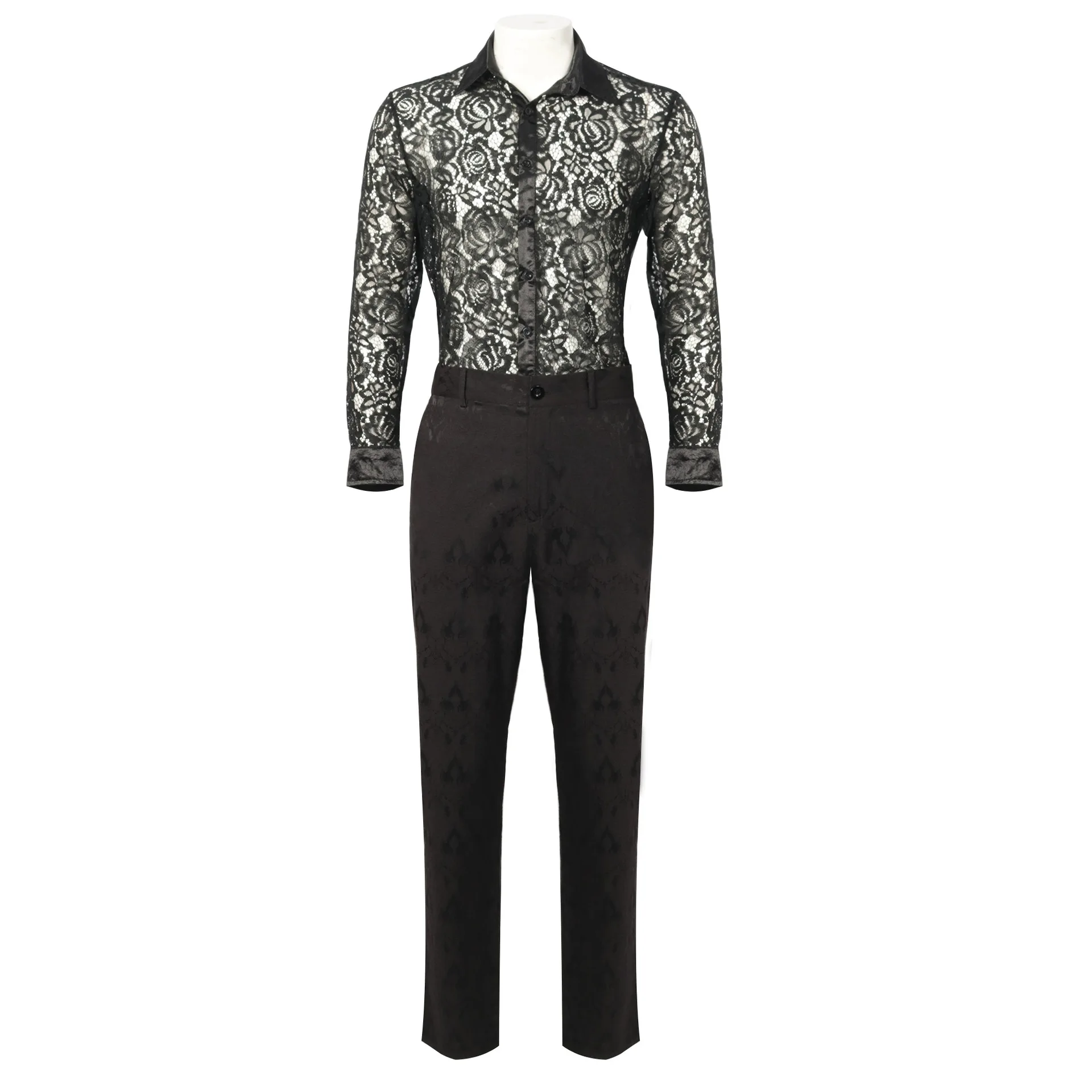 Men Steampunk Medieval Jacket Vintage Jacquard Stand Collar Uniform Victorian Edwardian Pants Shirt 3pcs Set Cosplay Costume