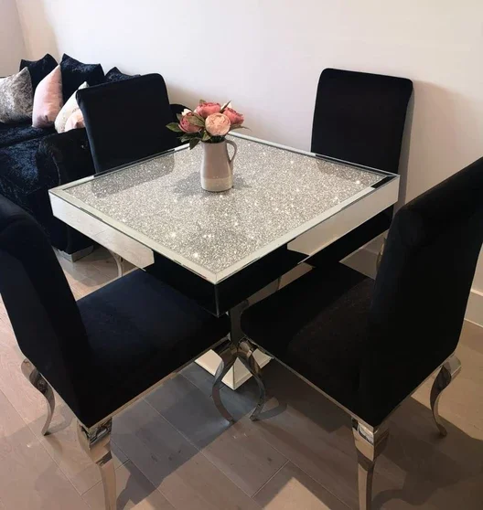 Hot Selling Diamond Crush Furniture Crystal Mirrored Dining Table