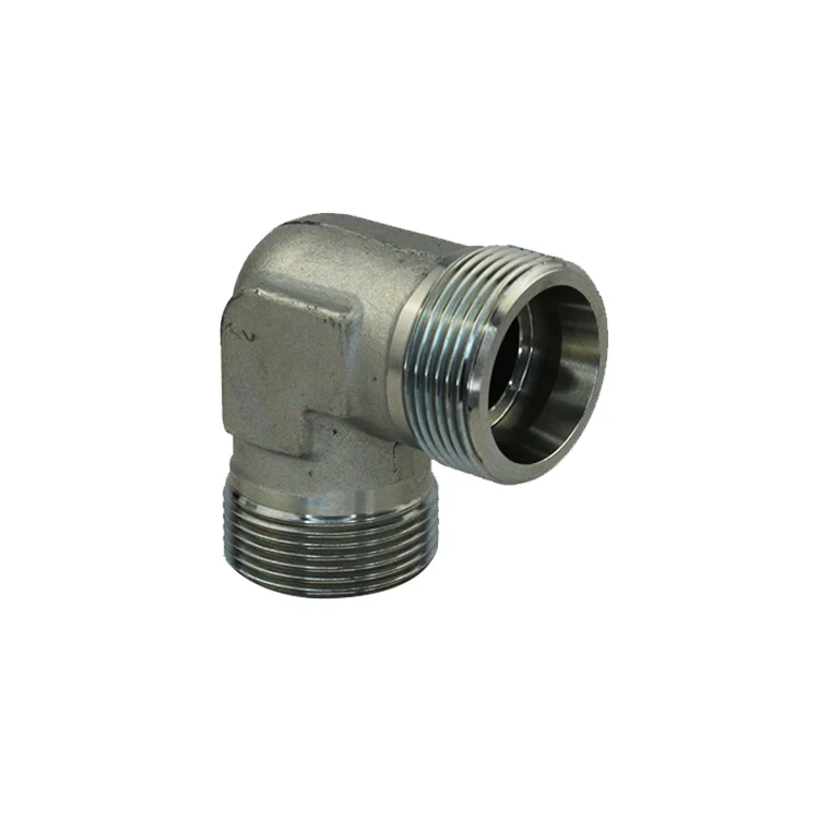 Stainless steel metric thread bite type tube coupling 90 degree elbow Hydraulic transition joint