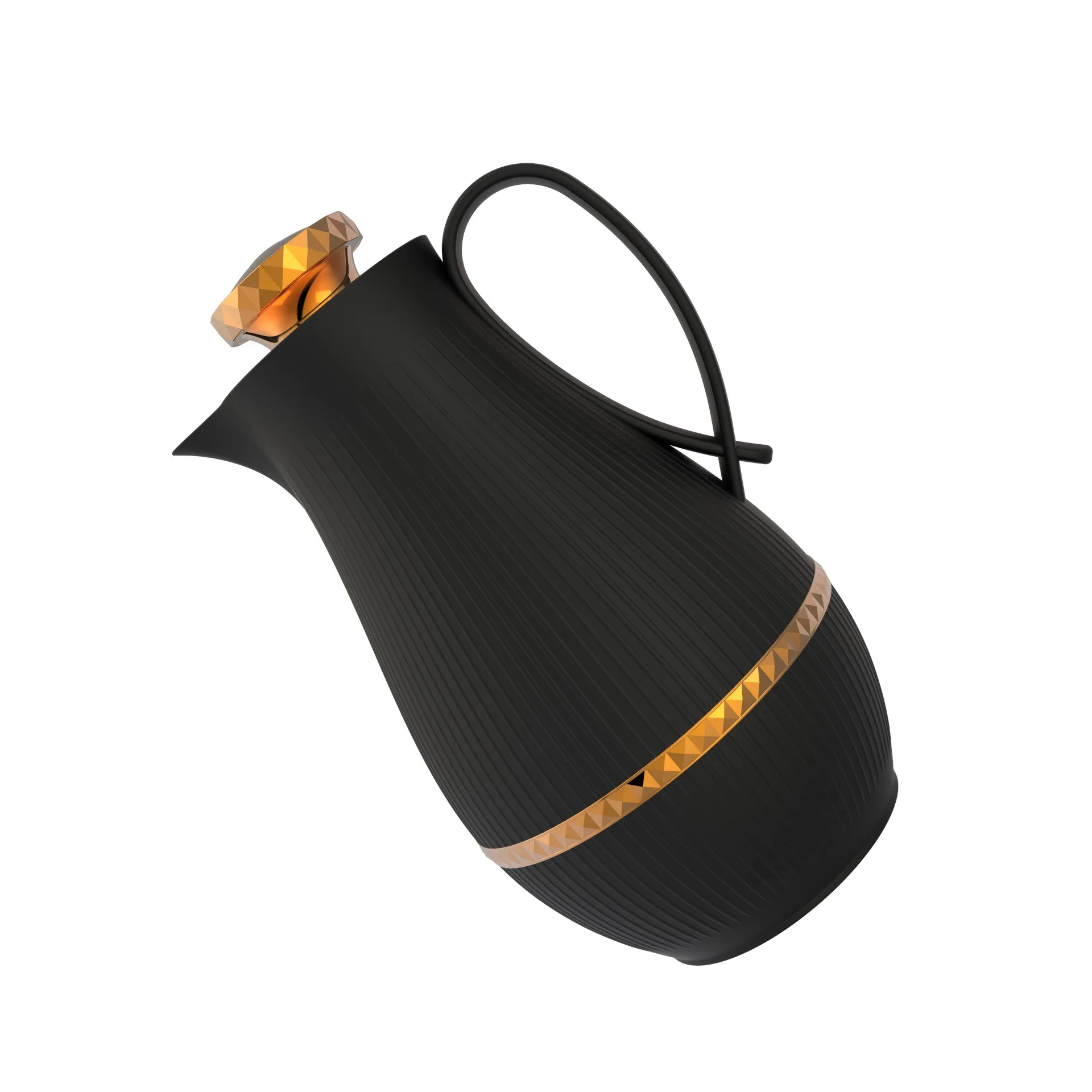 1000ML Promotional Glass Arabic Coffee Pot Gold Coating Tea Jug With Bright Appearance Dallah Thermos For Arabic Coffee