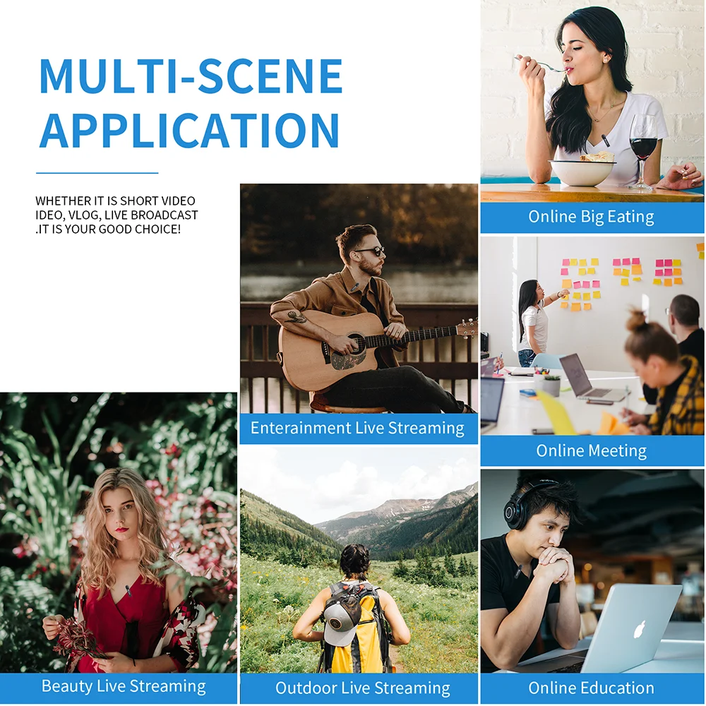 USB Type-C Lighting Adapter Microphone Wireless Lavalier Microphone for Live Streaming LED Display Power Bank