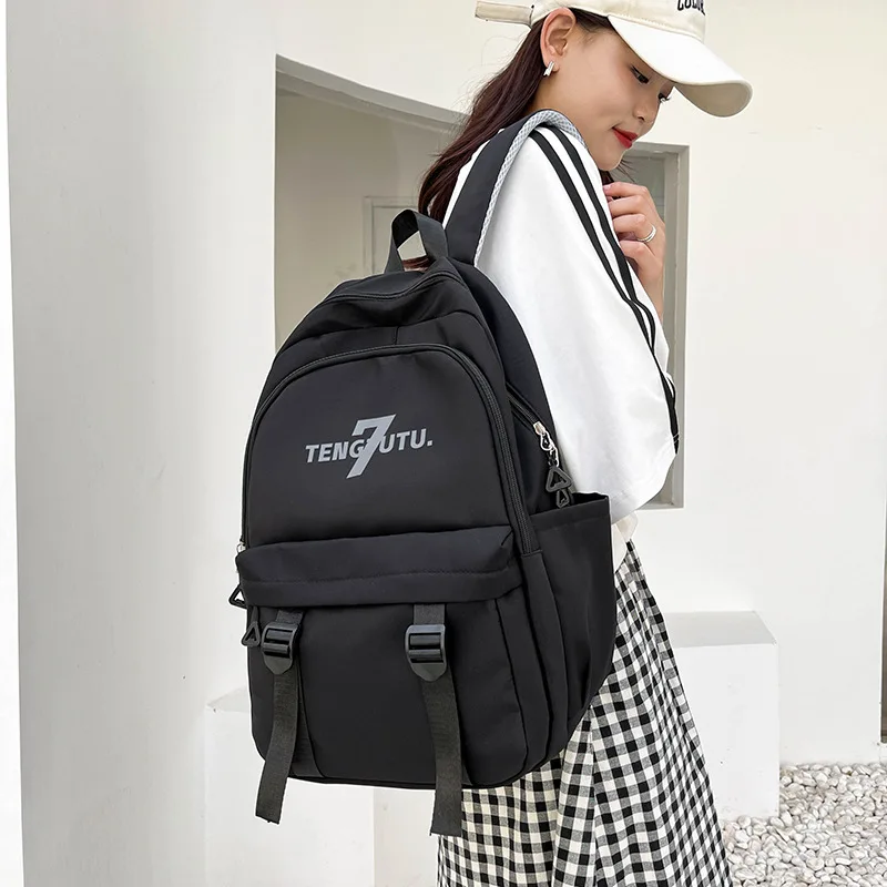 Cross-Border Large Capacity Junior High School Student Backpack Simple Leisure Design Hundred Traveling Computer Students