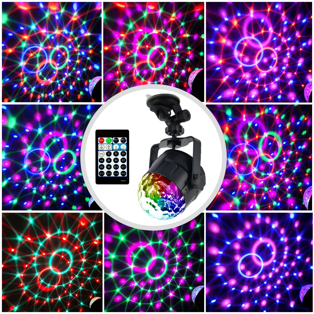 Hot Top Selling Party Light 15 Colors Usb Sound Activated Controlled Rotating Disco Ball Lights