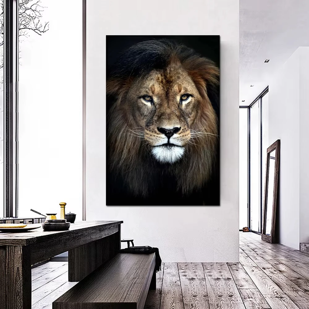 Best Quality Gallery Office Home Decorative Lion Artwork Digital Painting Canvas Animal Print