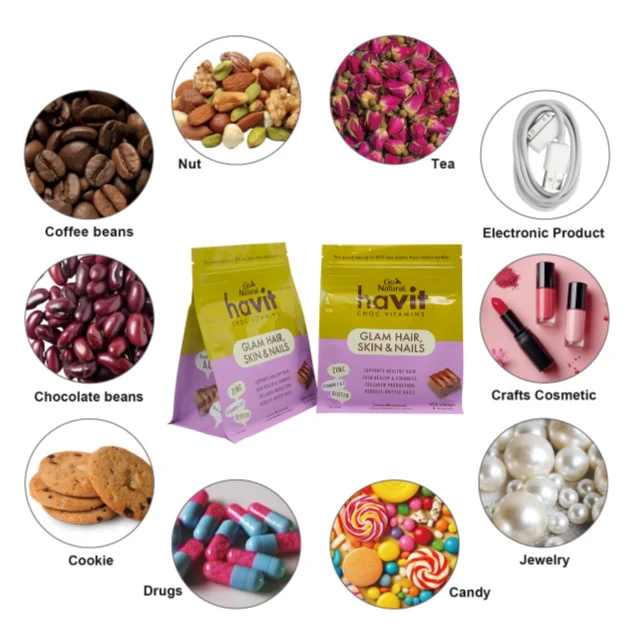 Custom printed reusable chocolate gummy packaging plastic aluominum foil flat box bottom ziplock bags