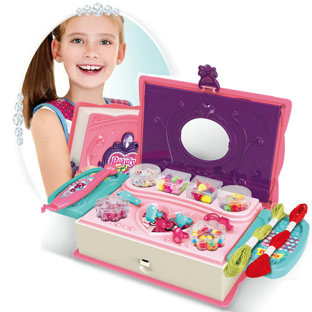 3 In 1 Book Shape Drawing Board Little Girls Bead Bracelet DIY Jewelry Making Toys For Kids