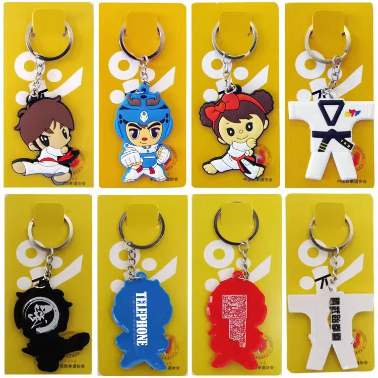 Hot sale cheap souvenir custom photo personalized key ring rubber martial arts key chain silicone PVC karate taekwondo keychain