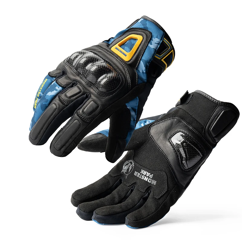 Водонепроницаемые Мотоциклетные Перчатки MONSTER PARK, зимние ветрозащитные сохраняющие тепло велосипедные перчатки для мотокросса, перчатки с пальцами для сенсорного экрана