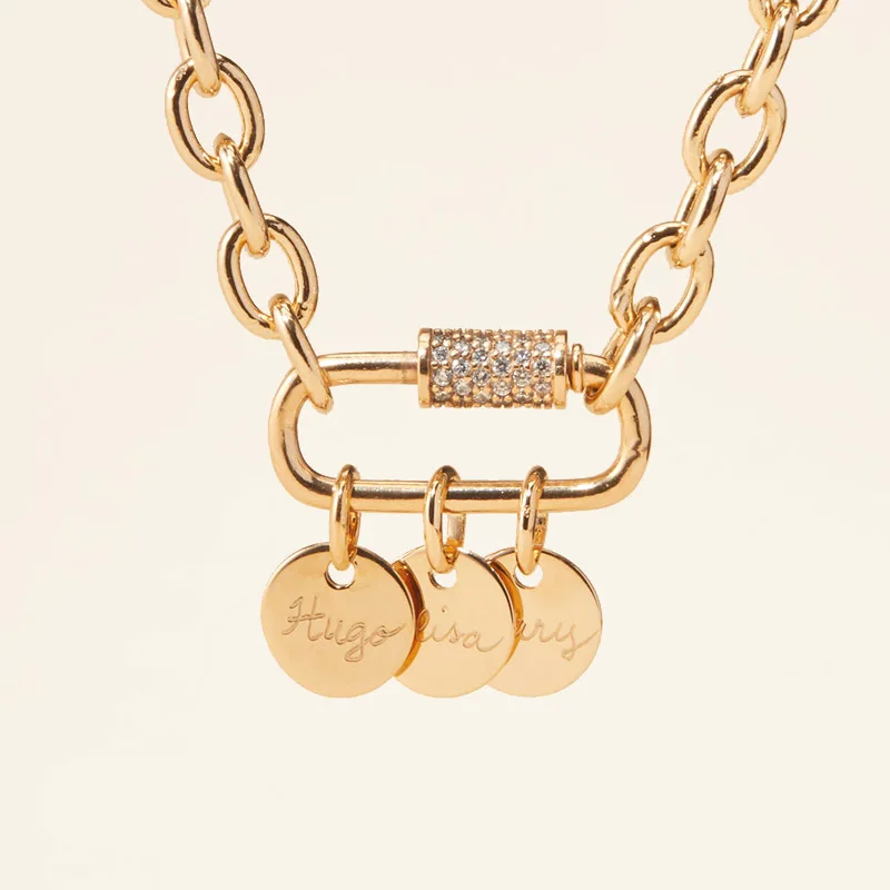 Wholesale Custom Engrave Personalized 18k Gold Plated 316l Stainless Steel Lucky Charm For Necklace