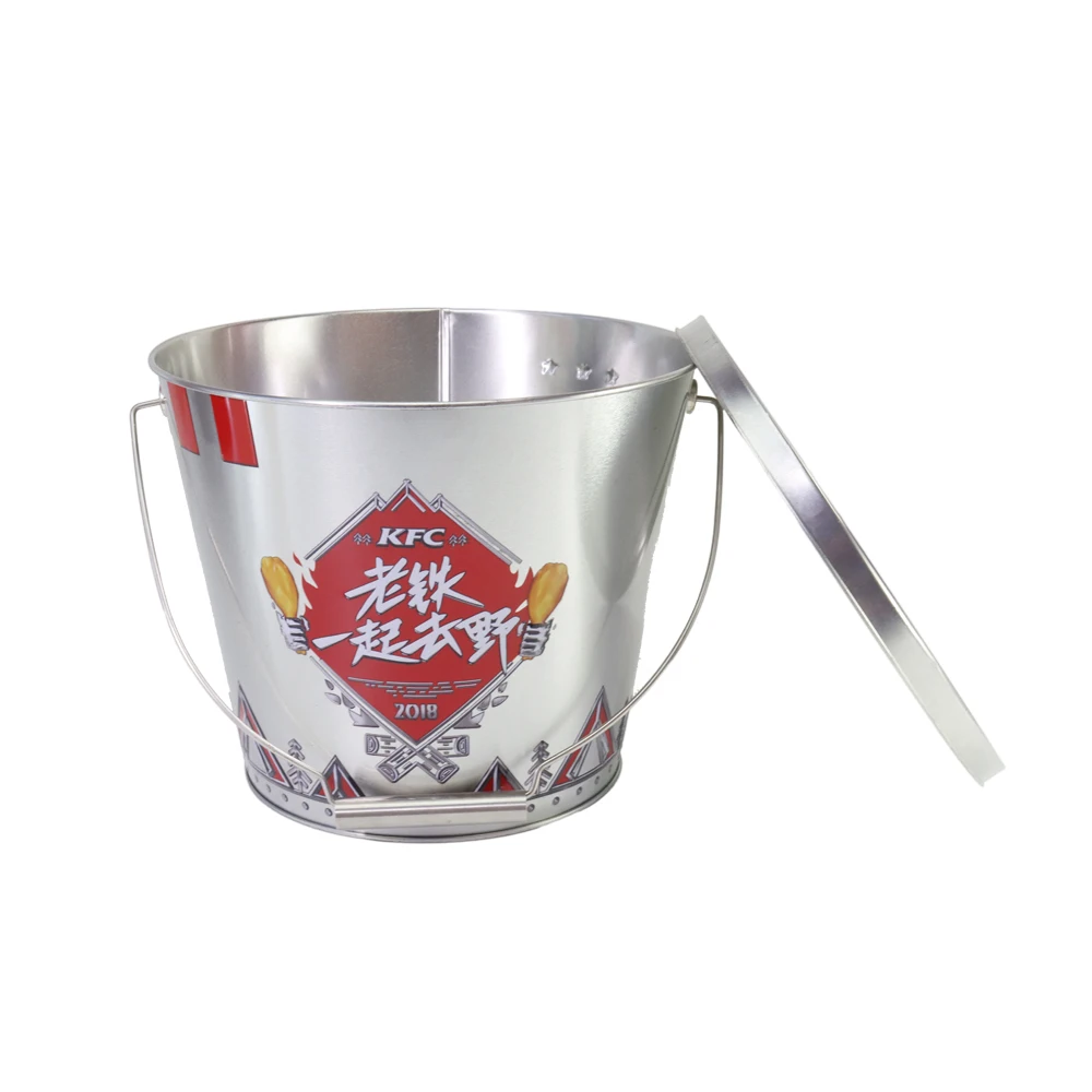 Wholesale 5 Gallon Round Galvanized Metal Tin Ice  Bucket with lId