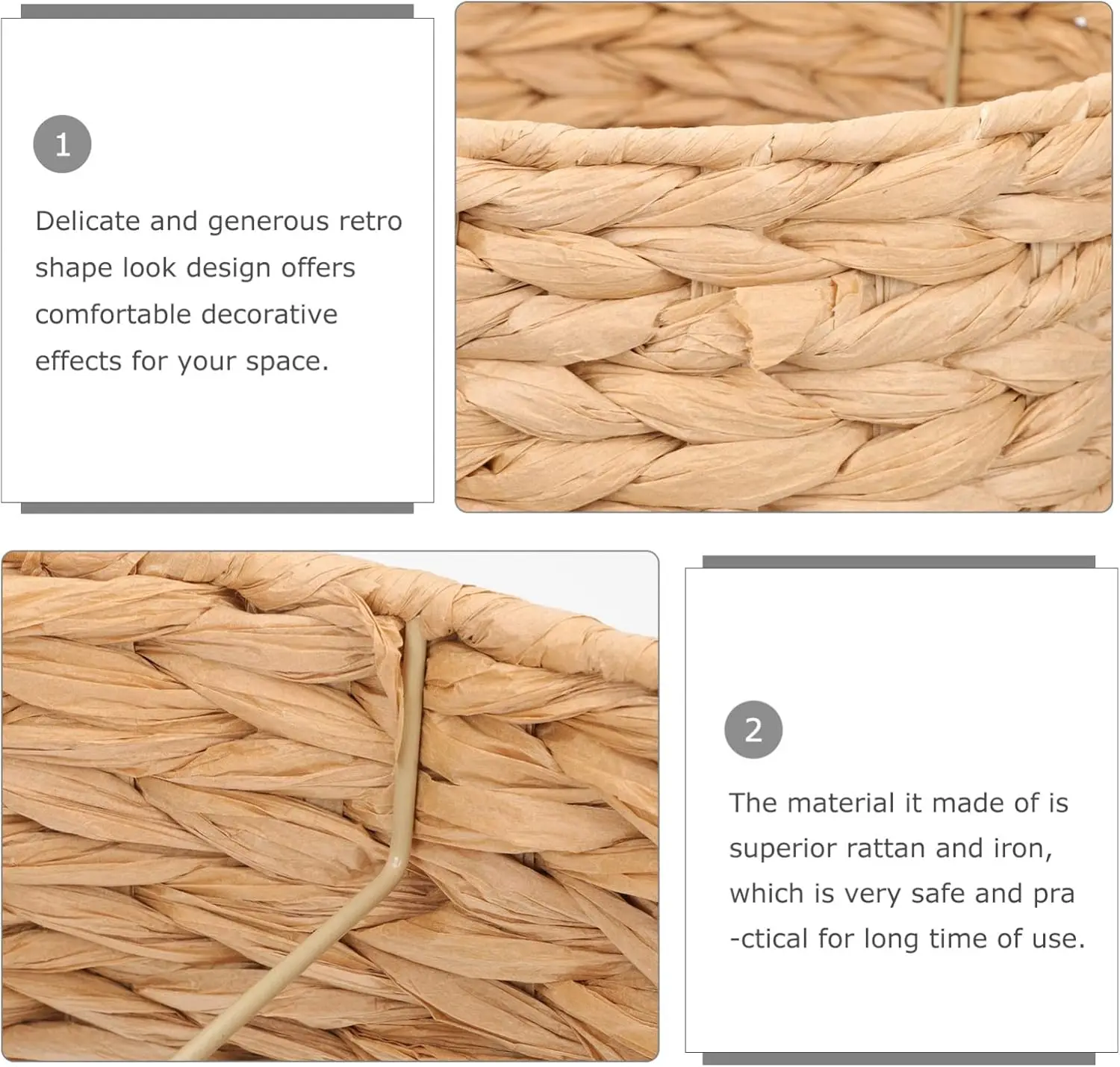 Woven Seagrass Small Drum Lamp Shade Chandelier Lamp Shade Replacement with Harp for Living Room Bedroom Home