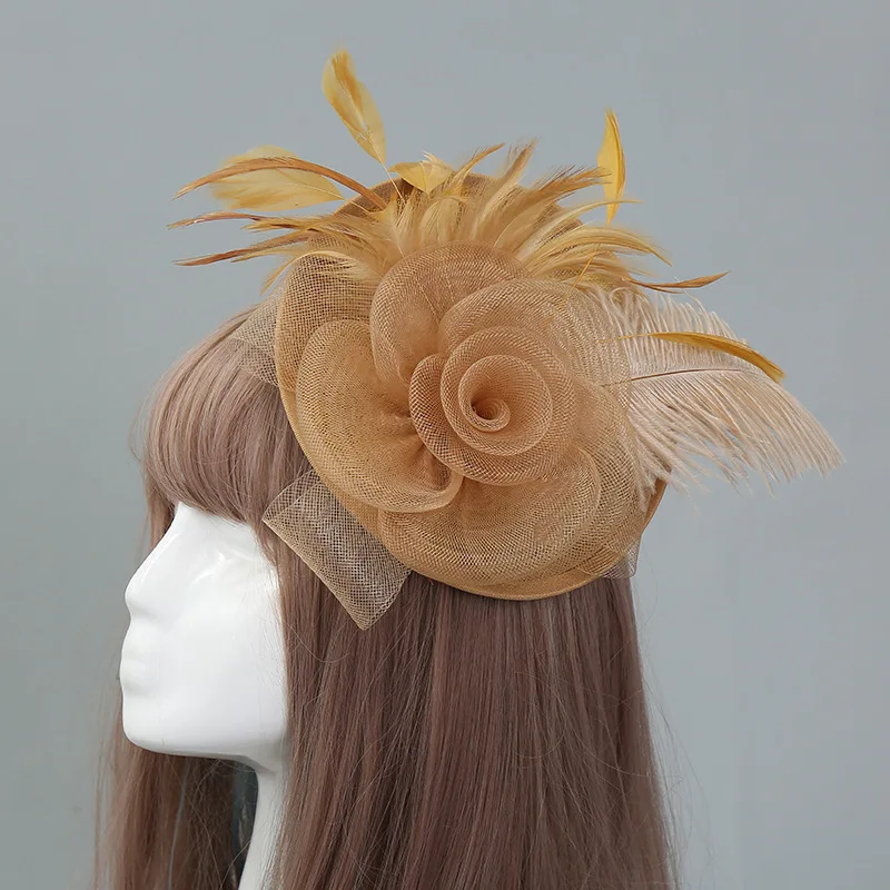 Hot Sell Womans Handmade Wedding Bride Headwear Cocktail Tea Party Feather Hair Fascinator Headband Hat