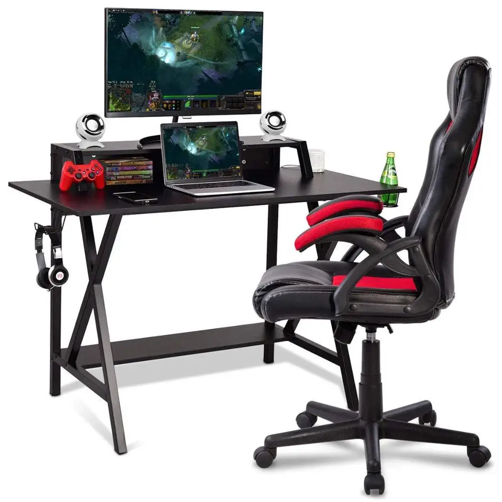 
Modern Scratch Resistant Office Furniture for Bedroom Plywood Desktop Metal Frame Gaming Computer Table 