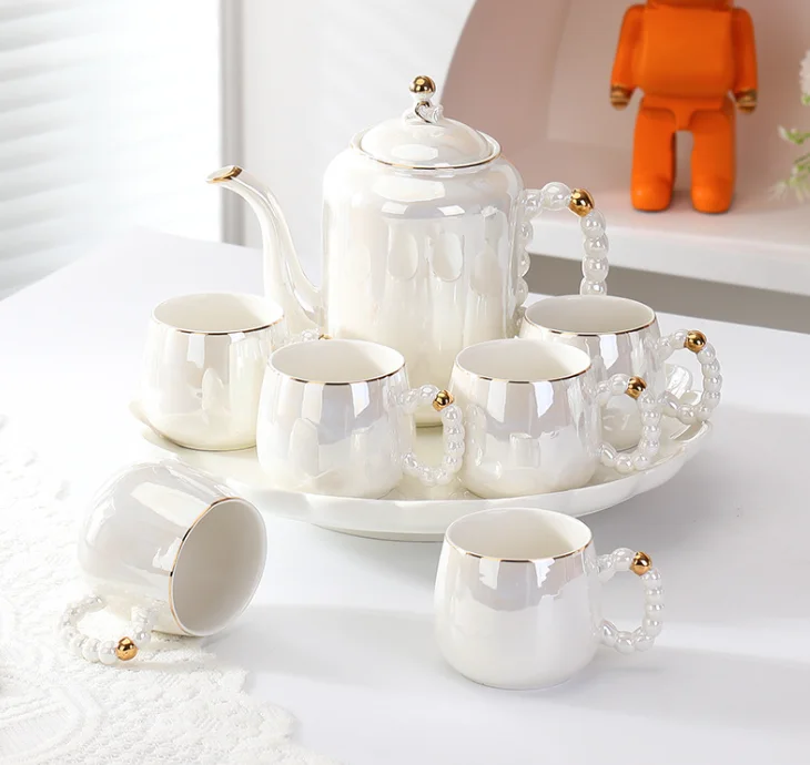 Light luxury style water set living room European ceramic tea set water cup kettle bone China teapot kettle set