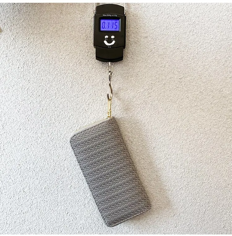 New wallet fashion large-capacity small change mobile phone clutch women woven plaid long zipper wallet