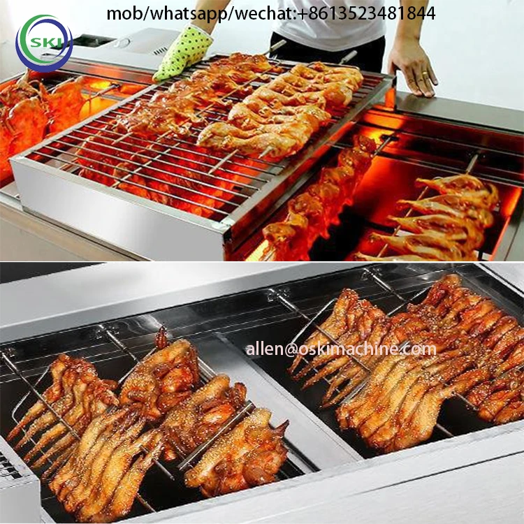 Gas Grilled Chicken Oven Commercial Automatic Rotary BBQ Cart Orleans Grilled Wings
