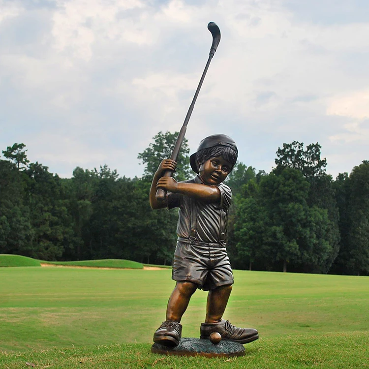 New design Customized playing ball bronze life size children sculpture for garden
