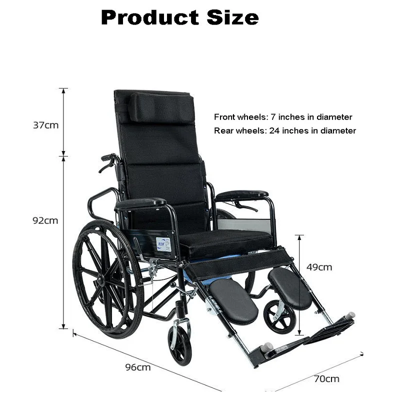 Adult Hydraulic adjustment  lying manual reclining portable wheelchair