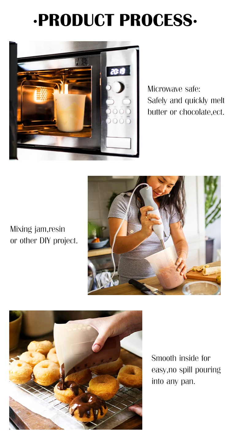 Silicone Measuring Cup Non-Stick Flexible Chocolate Butter Flour Cups Mixing Jug Pouring taza