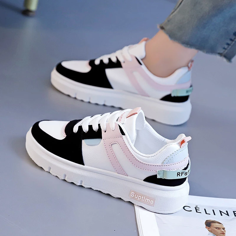 2021 Новые поступления Женская обувь на каждый день из искусственной кожи, на резиновой подошве повседневная обувь с круглым носком; Zapato De Correr фитнес прогулочная обувь; Прогулочная обувь; Стильная обувь