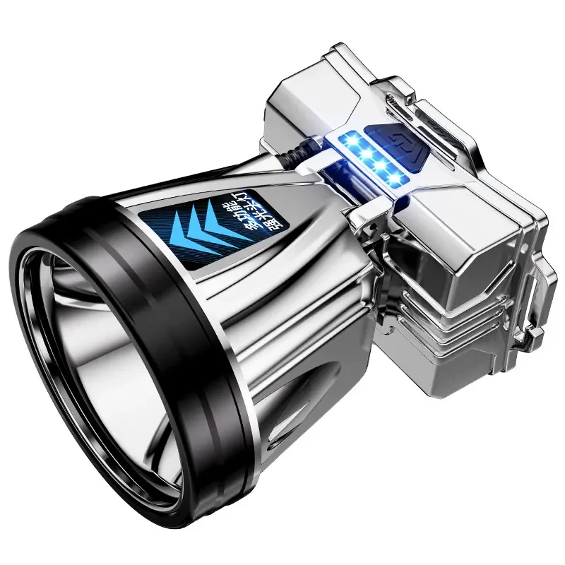 Power display Rechargeable torch led zoom flashlight 100000 lumens waterproof long range powerful led flashlight