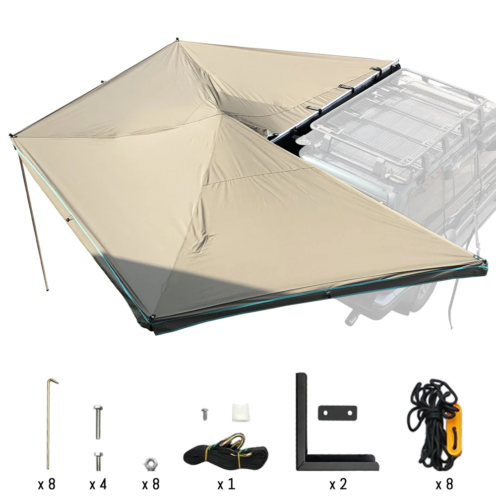 270 free standing aldi motop new design outdoor camping suv awning fabric outdoor tent 2.5x2.5 retractable awning tuya