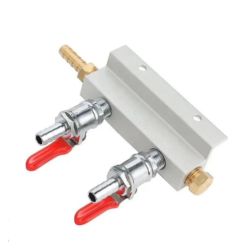 2-Way CO2 Gas Distribution Manifold for Home Brewing Pneumatic Control with Check Valve and Barb General Application Equipment