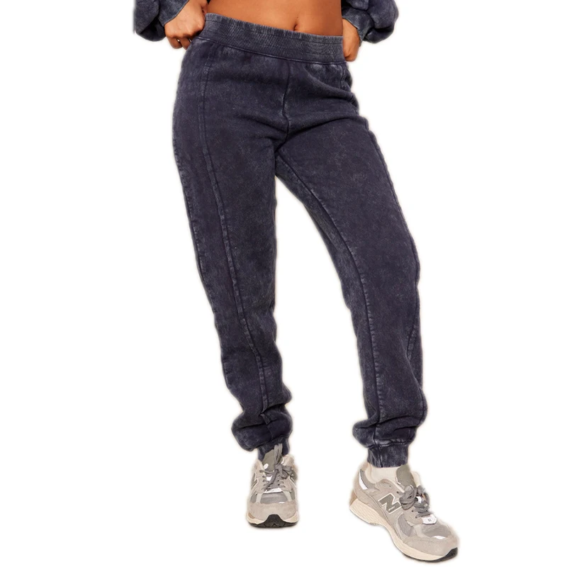 KY Crop Top Sweat Suit French Terry Sweat Suit Acid Wash 100% Cotton Sweat Suits