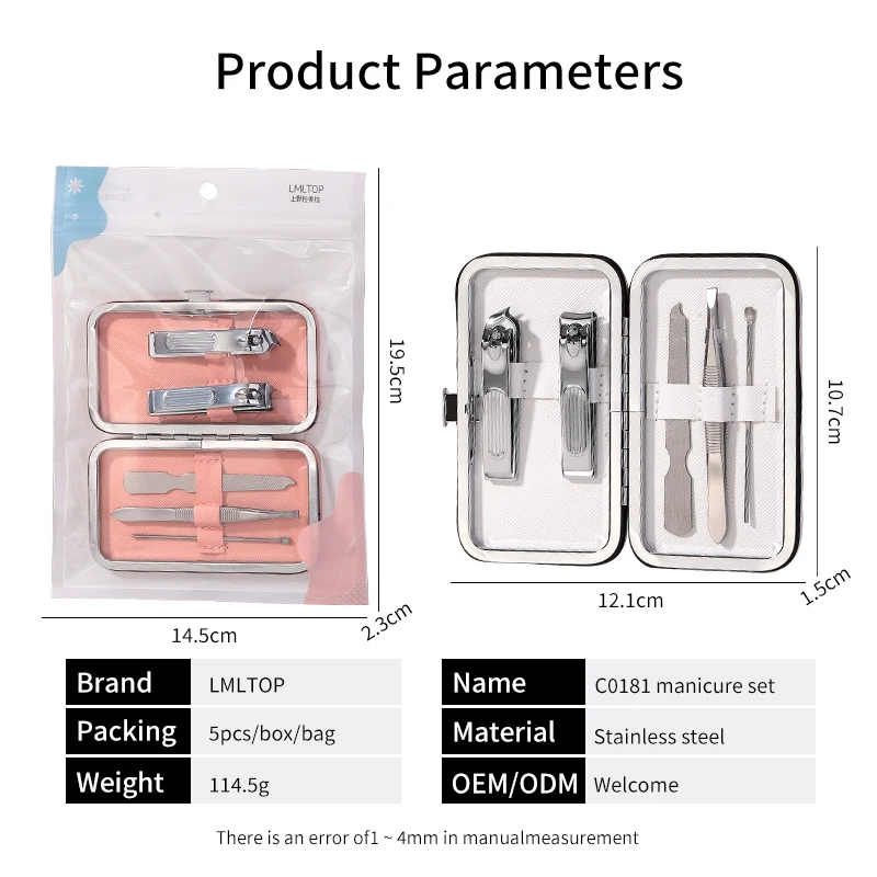 LMLTOP 5pcs/Set Stainless Steel Nails Care Trimmer Traveler Manicure Set Gifts C0181 Dead Skin Shears Cuticle Nipper Toe Tool