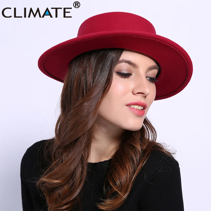 CLIMATE Women Cowboy Jazz Ladies Jazz Fashion Fedora Hats for Woman Man Fedoras Cap Polyester Woolen Cap Hat Cowboy Fedora